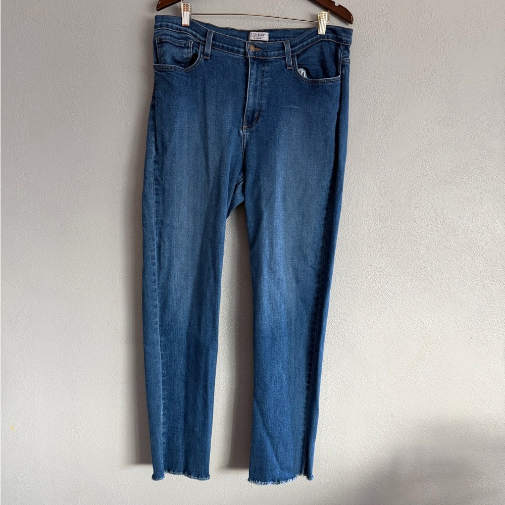 Judy Blue Jeans Size 2X Stretchy Dark Fringed Ends
